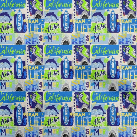 oneOone Viscose Jersey Medium Blue Fabric California Ocean Ride Quilting Supplies Print Sewing Fabric By The Yard 60 Inch Wide