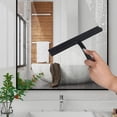 thumbnail image 2 of Shower Squeegee for Glass Doors, Full Silicone Jacketed Squeegee with Ergonomic Handle & No-Drill Hook, Cleaning Tool for Windows, Mirrors, Tiles, Bathroom & Car - Black, 2 of 3