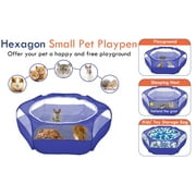 Pawaboo Small Animals Playpen, Waterproof Small Pet Cage Tent with Zippered Cover, Portable Outdoor Yard Fence with 3 Metal Rod for Kitten/Puppy/Guinea Pig/Rabbits/Hamster/Chinchillas, Indigo