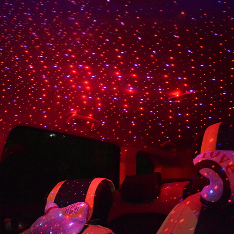 USB Night Light Star Projector, LEDCARE 2 in 1 Auto Roof Lights, Adjustable  Romantic Red/Violet Blue Interior Car Lights, Portable USB Car Roof Star