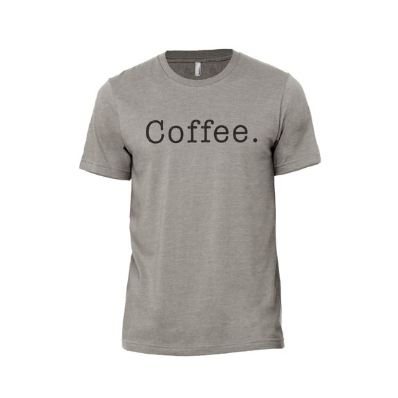 Coffee. Text Men's Modern Fit Fun Casual T-Shirt Printed Graphic Tee Military Grey Large