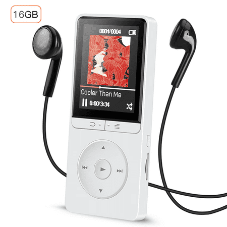 Mp3 O Air AGPTEK 16GB MP3 Player with FM Radio/Voice Recorder, 80 Hours Playback and Expandable Up to 64GB, A20WS (White) ()