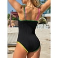 thumbnail image 5 of Asoul One Shoulder One Piece Swimsuits Womens Slimming Swimwear Color Block Textured Modest Bathing Suits Tummy Control Swimming Suits, 5 of 7