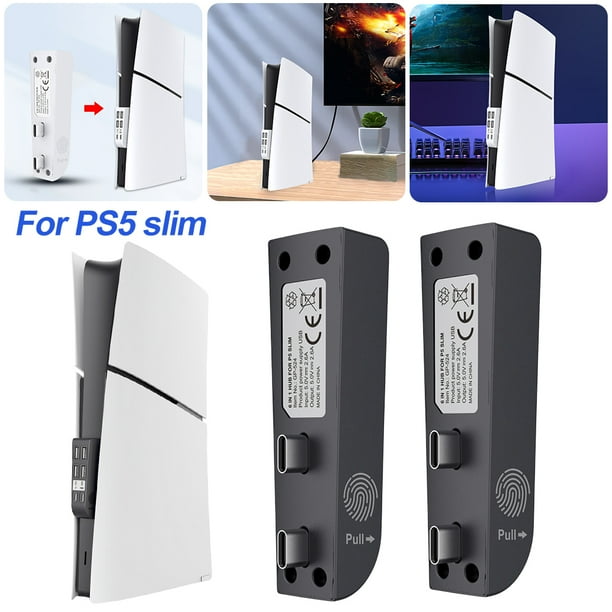 Hub USB Con 4 Puertos USB Y 2 Puertos USB Tipo C Extensor para PS5 Slim (negro)