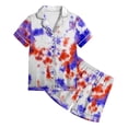 thumbnail image 2 of JUMEYU Summer Pajamas for Girls Girls Clothes Trendy Tie Dye Pajamas 2-Piece Shirt & Shorts PJ Set Size 12-13 (D,12-13 Years), 2 of 5