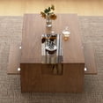 thumbnail image 5 of gaoyangjiaju Mid-Century Modern 51.18" Coffee Table with LED Light & Storage, Versatile Living Room Table for Home Decor & Organizing, Stylish Center Table for Living Room, Walnut, 5 of 6