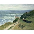thumbnail image 3 of Moret, Henry 14x12 Black Modern Framed Museum Art Print Titled - Young Breton Girl Stretching Out on the Cliffs, Toulhors, 3 of 5