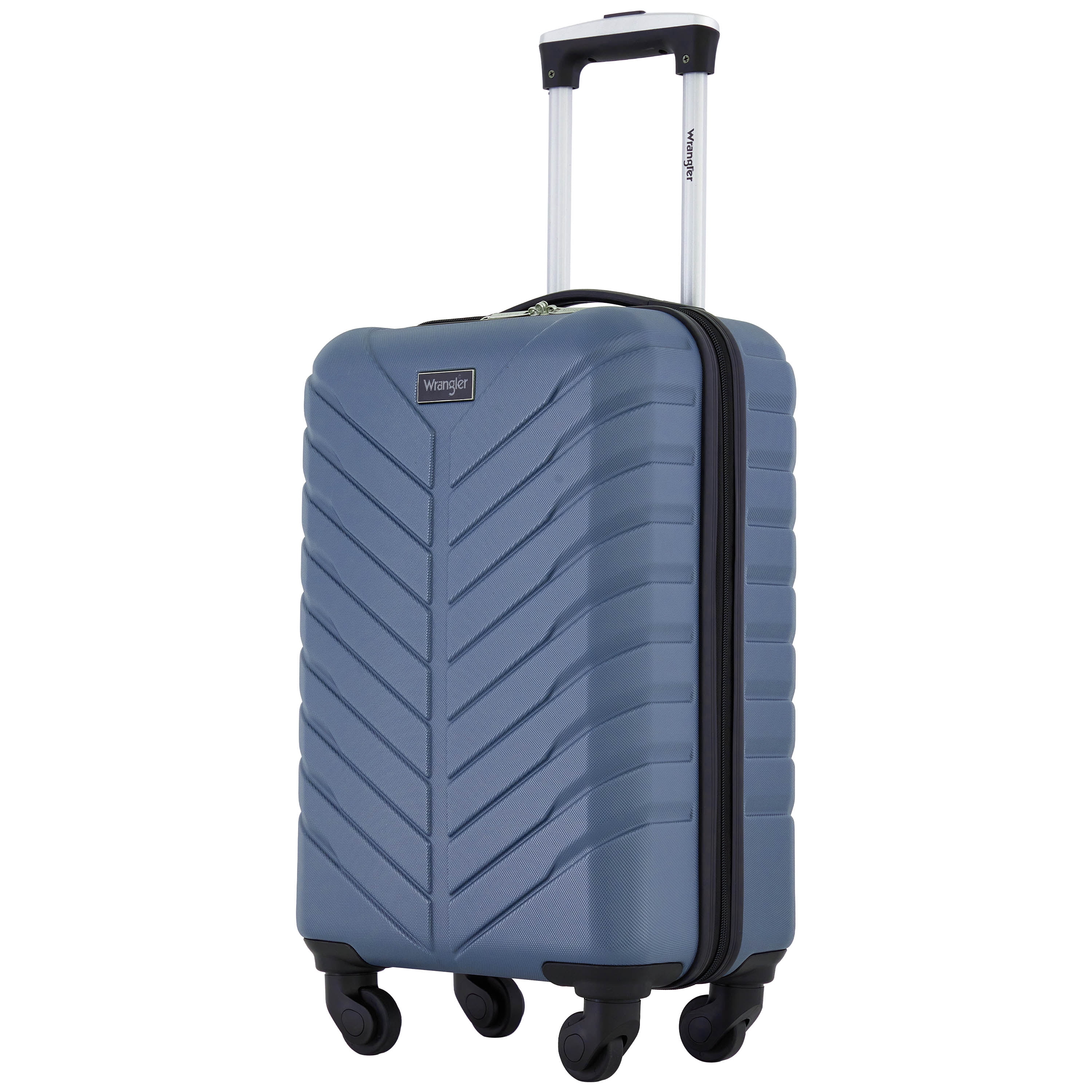 Wrangler 20-inch Carry-On Rolling Hard Side Spinner Luggage, Blue