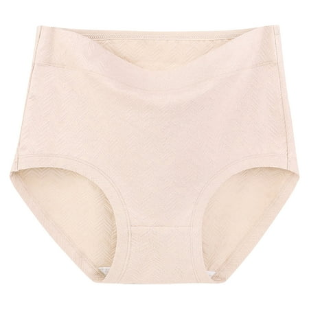 Scyoekwg Women s Cotton Underwear High Waisted Underwear Ladies Underpants Hipster Panties Lace Stretchy Comfort Solid Color Briefs(Beige XXXXL)
