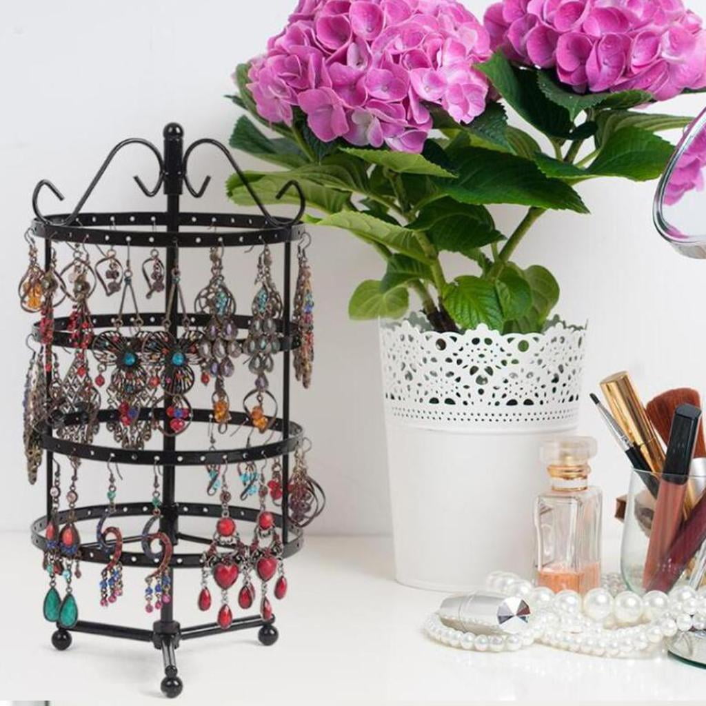 Metal Jewelry Organizer Hanger Display Stand, Earrings Holder Rack Home Decor for Earrings, Bracelets, Necklaces, Keychain Black