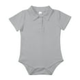 thumbnail image 3 of Weebloom Baby Rompers Boy Girls Solid Color Short Sleeve Lapel Bodysuit Outwear,9-12 Months, 3 of 9