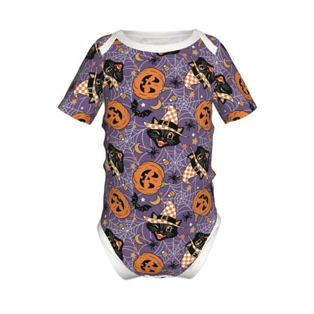 

Coaee Vintage Halloween Black Cat for Soft Baby Short-Sleeve Bodysuit Baby Climbing Clothes Baby Girls Boys Bodysuit Romper-18 Months