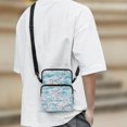 thumbnail image 3 of FUIALDOLG Crossbody Bags Pink Cherry Blossom Pattern Zipper Crossbody Purse for Outdoor, Stretch Polyester Front Pocket Shoulder Purse, 3 of 7