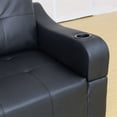 thumbnail image 7 of Hommoo Semi PU Synthetic Leather L-Shaped Couch Living Room Furniture Set, Modern 4-Seat Couch Sofa Set, Sectional Sofa Chaise Lounge for Home, Apartment, Dorm, Black(No Ottoman), 7 of 7