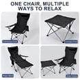 thumbnail image 4 of 3-in-1 Reclining Camping Chair with Detachable Footrest, Folding Lounge Chair for Adults, Adjustable Backrest & Detachable Pillow, Portable Outdoor Camping Chair, 4 of 9
