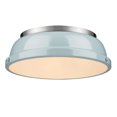 thumbnail image 1 of Duncan 14" Flush Mount in Pewter with a Seafoam Shade, 1 of 3
