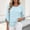 Light Blue, variant on CYMMPU Women's Crew Neck Dolman Sleeve Linen Blouse, 3/4 Sleeve Top with Button Detail, Breathable Casual Wear for Summer & Fall Wine S