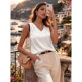 thumbnail image 5 of MOYIKO Tank Tops for Women Silk Satin V Neck Trendy Sleeveless Tops Dressy Casual Flowy Summer Shirts Loose Fit, 5 of 7
