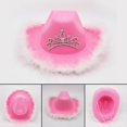 thumbnail image 4 of Western Cowboy Hat Tiara de lentejuelas Rolled Wide Brim White Feather Fedora Nupcial Fancy Dress Props Holiday Dress Salvador Sombrero de vaquero, 4 of 10