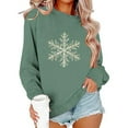 thumbnail image 6 of SYMOID Womens Christmas Glitter Snowflake Oversized Crewneck Sweatshirt, Green, 100% Cotton Long Sleeve Festive Pullover,Size M, 6 of 6