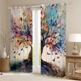 thumbnail image 2 of Homewish Vintage Tree Of Life Blackout Curtains,Retro Botanical Curtains Pack of 2 (42x84 Each),Cream, 2 of 6