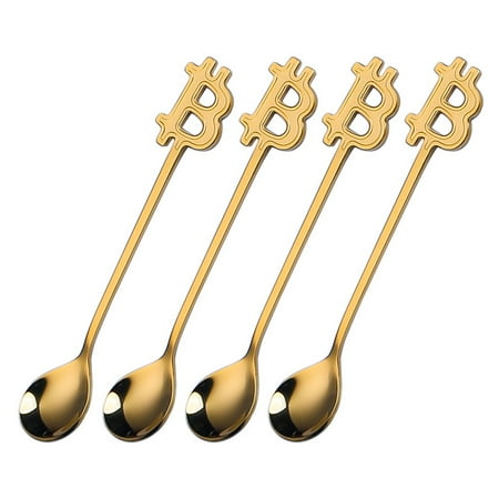 

4pcs/pack Cocktail Stainless Steel Milk Frother Long Handle Picnic Dessert Spoon