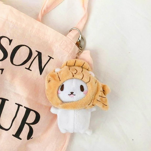 Cute Plush Cat Keychain with Detachable Doll PP Cotton Pendant Metal Ring Gift for Girls Backpack Car Keys