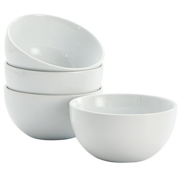 Bico White Porcelain Ceramic Bowls Set of 4, 30oz, for Pasta, Salad, Cereal, Soup & Microwave & Dishwasher Safe