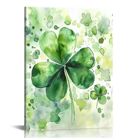 Acheng Watercolor Painting Of Shamrock Large St. Patrick's Day Canvas Art,Picture,Modern Art Artwork Wall Decor Dining Living Room Kitchen Decor 12x16 in