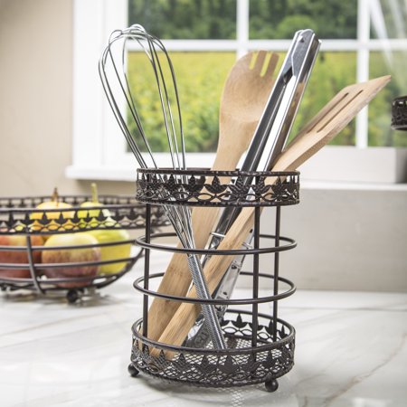 Home Essentials Fleur De Lis Metal Utensil Holder Fleur De Lis Metal Utensil Holder