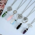 thumbnail image 5 of HOOUN Natural Gemstone Crystal Quartz Healing Pendulum Pendant Chakra Chain Necklace-10#lapis lazuli, 5 of 6