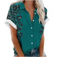 thumbnail image 1 of Pompotops Blouse Décontractée à Col pour Femmes Manches Courtes Imprimé Chemise Ample Boutons Cardigan Liquidation, 1 of 5