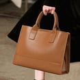 thumbnail image 4 of Genuine Leather Cowhide Tote Bag, Women's Smooth Leather Shoulder Crossbody Purse, 4 of 10