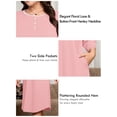 thumbnail image 4 of SHOWMALL 3/4 Sleeve Sleepwear for Plus Women Henley Nightgowns Button Neck Loungewear with Pockets, 4 of 7