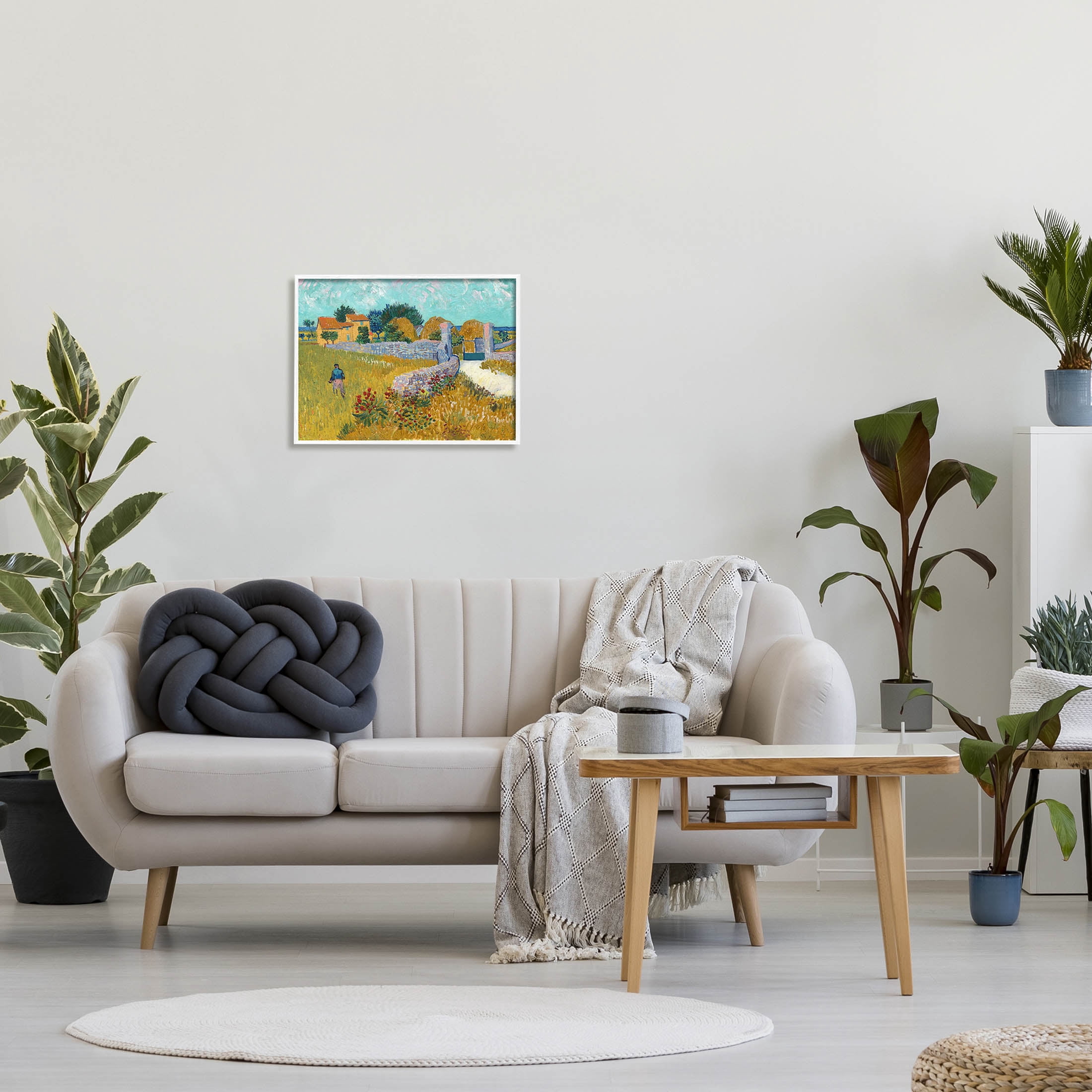 Farmhouse In Provence Van Gogh Scene Landscape Painting White Framed Art Print Wall Art