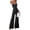 Black, variant on Women's Denim Jumpsuit Sleeveless Spaghetti Straps V-Neck Zipper Wide Leg Flare One Piece Jeans Romper Overalls