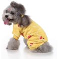 thumbnail image 4 of Pijamas para perros y gatos, mono, ropa, suéter cálido para perros, abrigo polar para perros, ropa para cachorros, pijamas para perros pequeños y medianos (amarillo) BRI  Rojo Verde, 4 of 5
