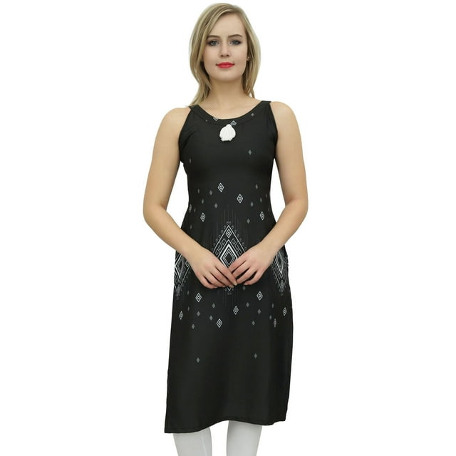 Bimba Kurti en Georgette Mousse Noire pour Femmes avec Pompon Tunique d'Été Blouse-12
