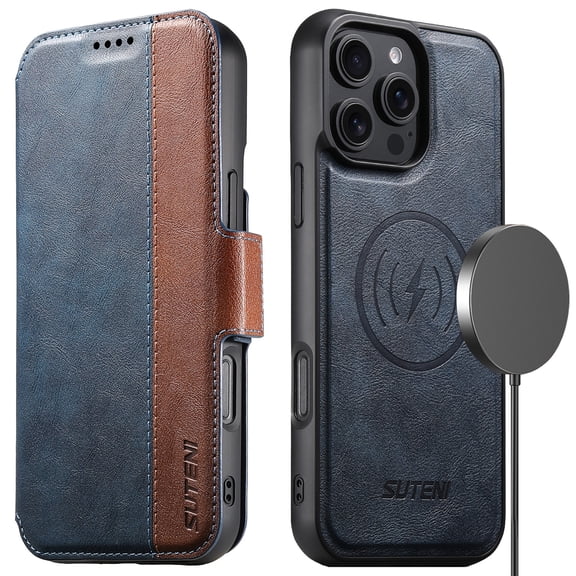 Allytechgroup 2 in 1 Wallet Case for Apple iPhone 13, Detachable Magnetic Back Cover Premium Retro PU Leather [Compatible with Magsafe] Cards Holder Anti-Scratch Phone Case, Blue