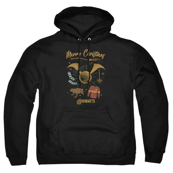 Harry Potter Merry Christmas From Hogwarts Adult Pull-Over Hoodie, Black, X-Large