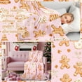 thumbnail image 4 of Gingerbread Man Christmas Throw Blanket for Adults 50 x 60 Inch Holiday Tree and Cookie Theme Flannel Blankets for Bedroom Couch Travel Home Decor Fuzzy Cozy Soft Warm Gifts(Pink), 4 of 7