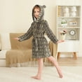 thumbnail image 4 of FORMRS Niños Bathrobe Unisex Hooded Robe Soft Plush Pajamas Sleepwear, Size 2-3T, Black Floral Pattern, 4 of 7