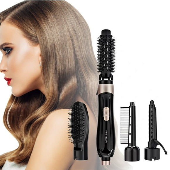 Hair Dryer Brush, Electric 4 In 1 Hair Blow Dryer with Brush Comb Straightener Curler Heads, Negative Ion Detachable Hair Dryer & Styler