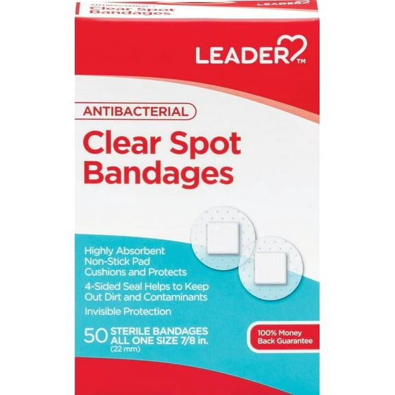 Leader Clear Adhesive Circle Bandages, 7/8inch, 50ct 096295126945A137
