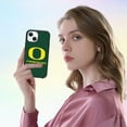 thumbnail image 4 of Apple iPhone 15 (6.1) / iPhone 14 (6.1) / iPhone 13 (6.1) - Licensed NCAA University of Oregon Ducks Logo on Green Textured Dual Layer Case, 4 of 5