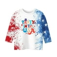 thumbnail image 5 of Mlqidk American Flag Shirt Girls 4th Of July 3/4 Sleeve Tees Patriotic Stars and Stripes Crew Neck T-Shirts Vermilion 8-9Y, 5 of 5