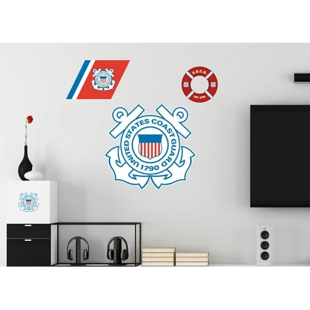 - U.S. Coast Guard Logo Repositionable Military Wall Decals Posters Decor