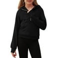 thumbnail image 4 of Girls Long Sleeve Half Zip Hoodie Sweatshirt with Kangaroo Pocket Soft Pullover Lightweight Top for Kids Teenagers, 4 of 5