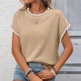 thumbnail image 2 of Women's Ribbed Sweater Crew Neck Short Sleeve Loose Fit Knit Pullover Tops 2026 Spring Summer Trendy Casual Clothes, 2 of 7
