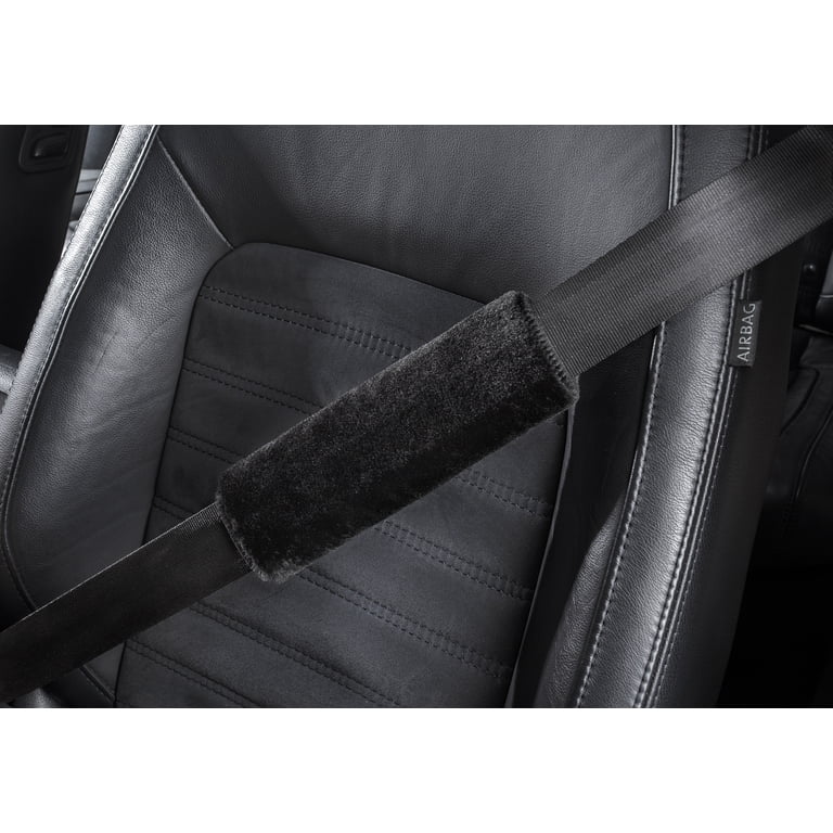 Auto Drive Plush Faux Fur Seatbelt Pad, Black photo 4